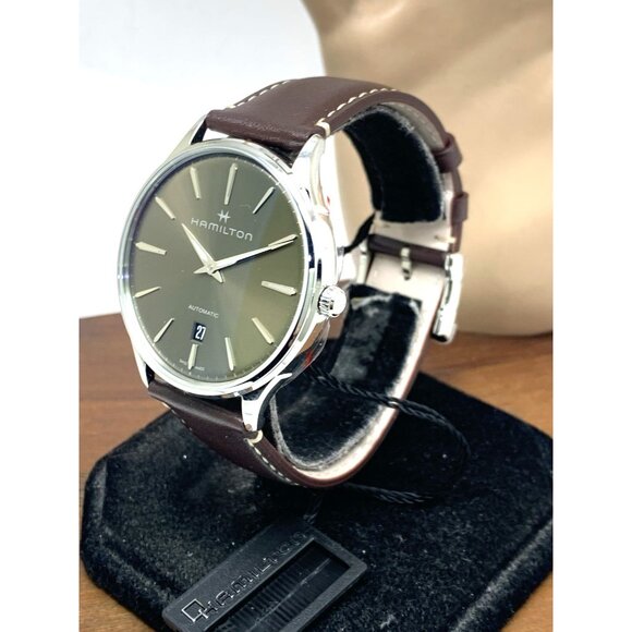 Hamilton Men's Watch H38525561 Swiss Automatic Green Dial Leather Band 40mm - Picture 2 of 15